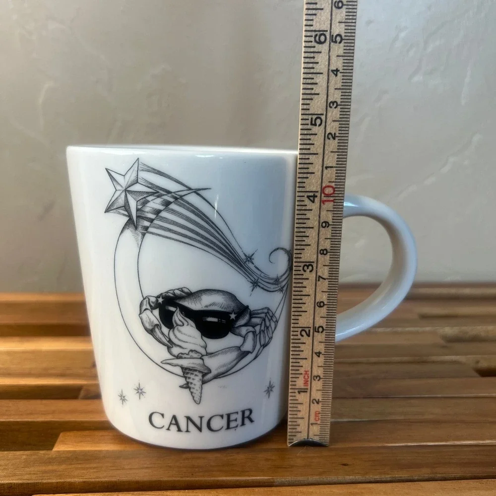 Williams Sonoma Rory Dobner Cancer Zodiac Mug White Porcelain Crab Astrology 4in